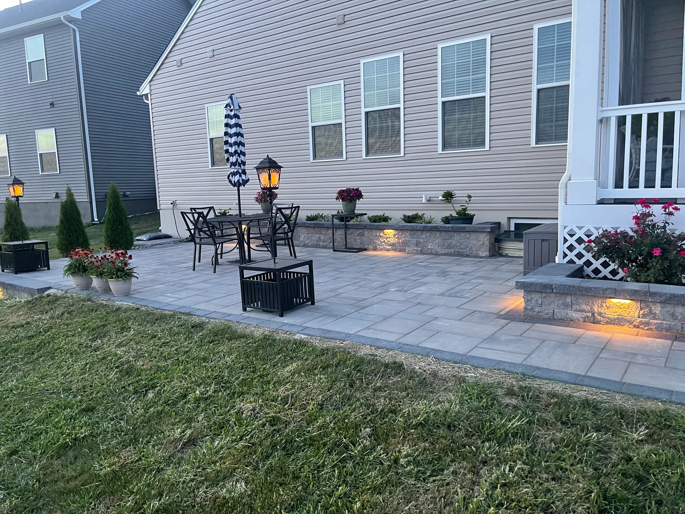 Stone seating and outdoor living detail